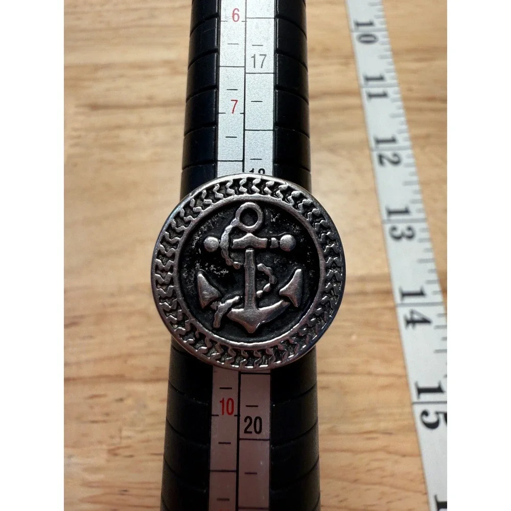 Silver Tone Metal Anchor Signet Ring Nautical Sailor Coastal Dark Academia Punk